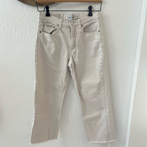 Vintage 90s Calvin Klein Crop Ankle Frayed White Cream Denim Jeans Size 5 - Picture 3 of 14